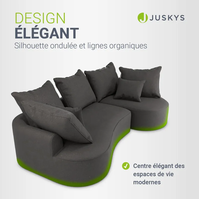 Canapé Tirano avec pouf et coussins décoratifs