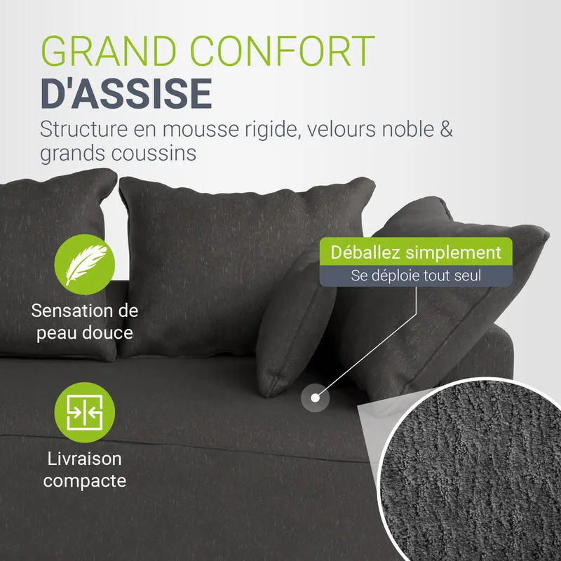 Canapé Tirano avec pouf et coussins décoratifs