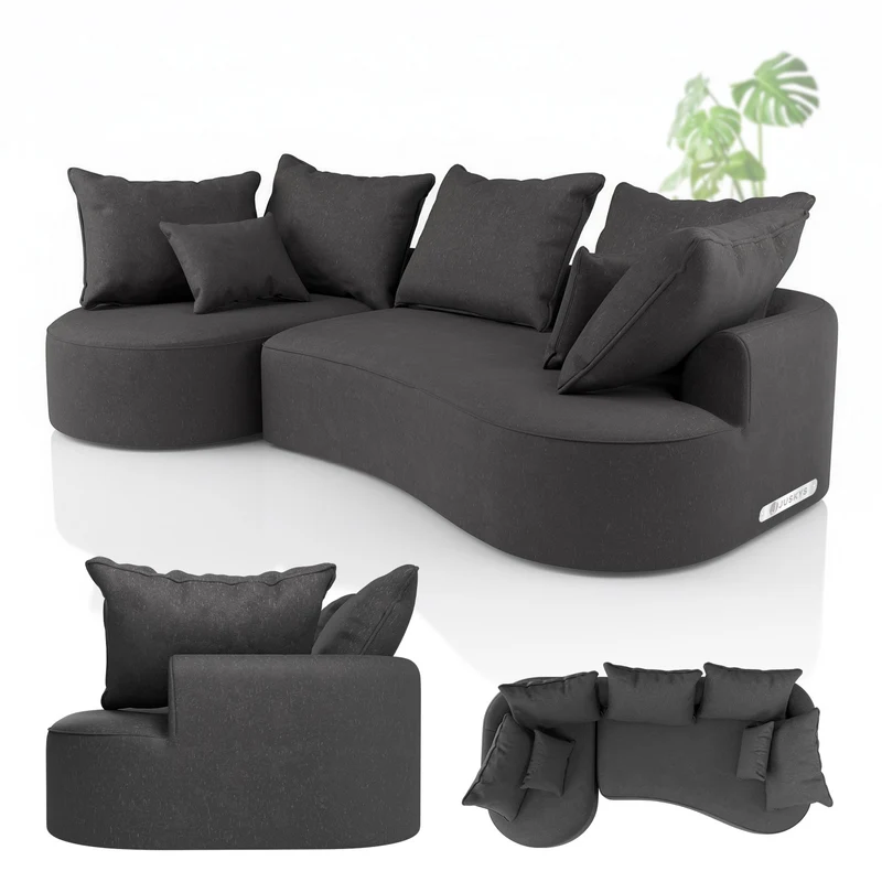 Canapé Tirano avec pouf et coussins décoratifs