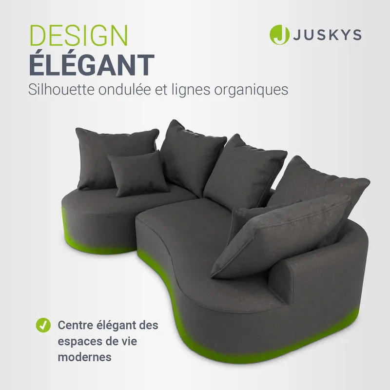 Canapé Tirano avec pouf et coussins décoratifs