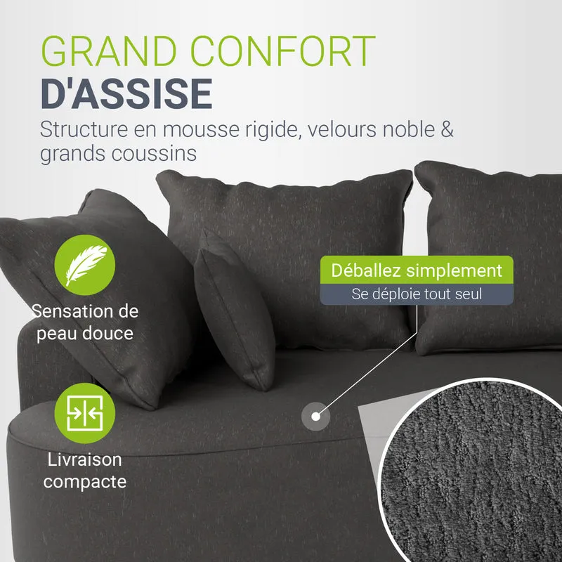 Canapé Tirano avec pouf et coussins décoratifs
