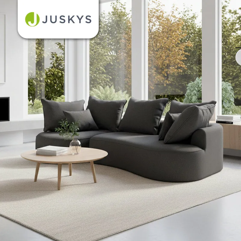 Canapé Tirano avec pouf et coussins décoratifs
