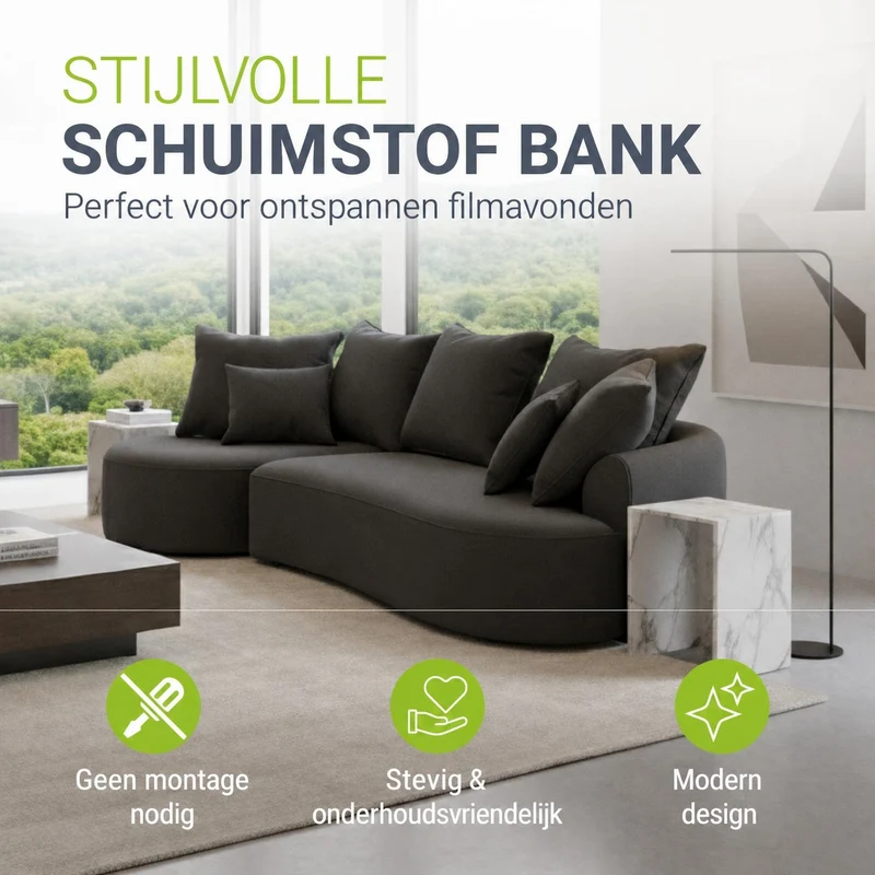 Canapé Tirano avec pouf et coussins décoratifs