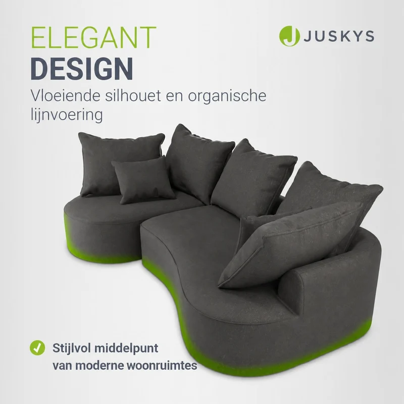 Canapé Tirano avec pouf et coussins décoratifs