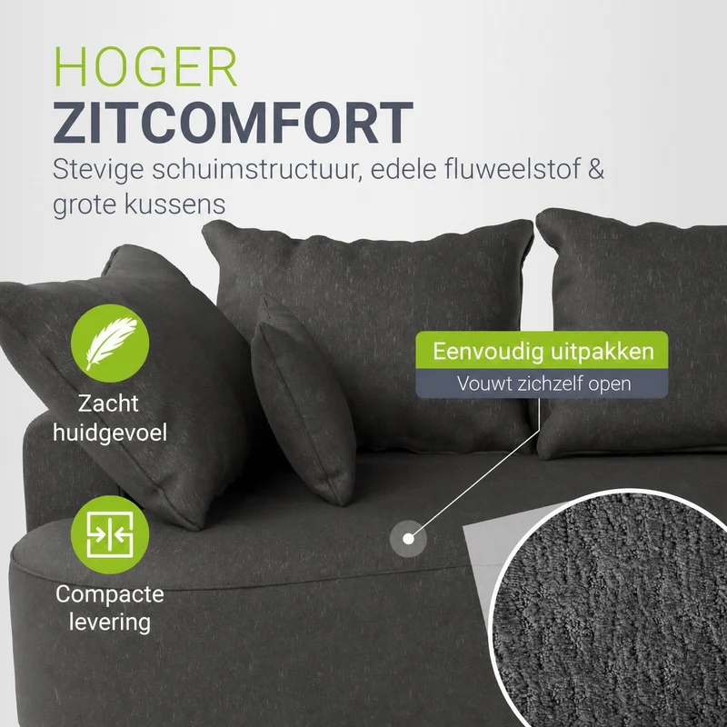 Canapé Tirano avec pouf et coussins décoratifs