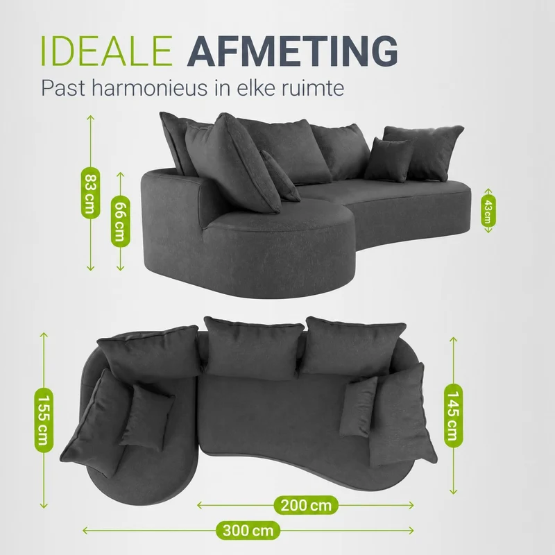 Canapé Tirano avec pouf et coussins décoratifs
