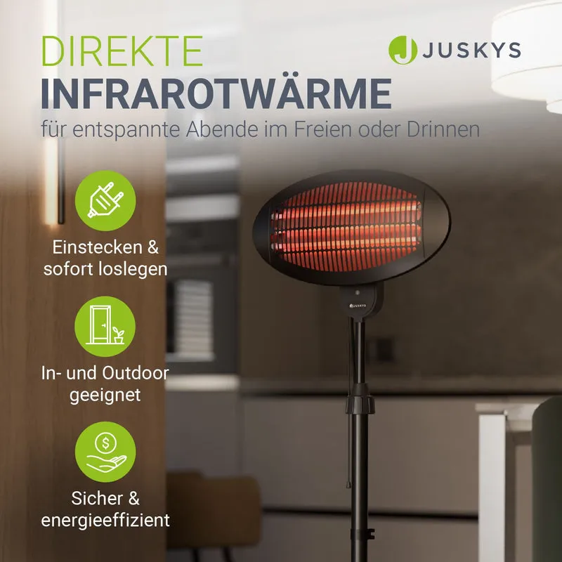 Chauffage infrarouge extérieur – 2000 W, sur pied, noir