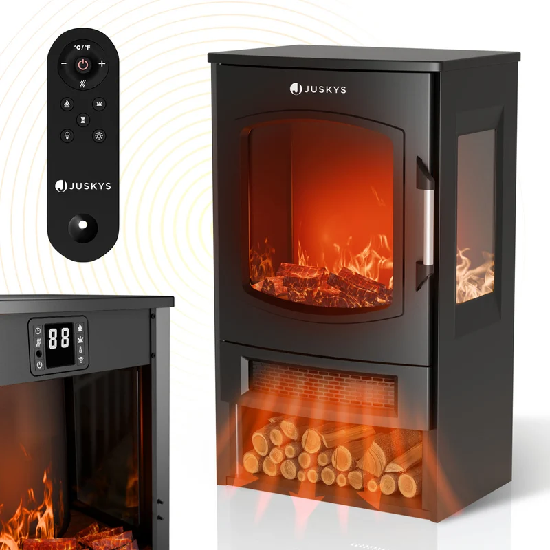 Poêle électrique à effet de flammes – 1800 W, noir