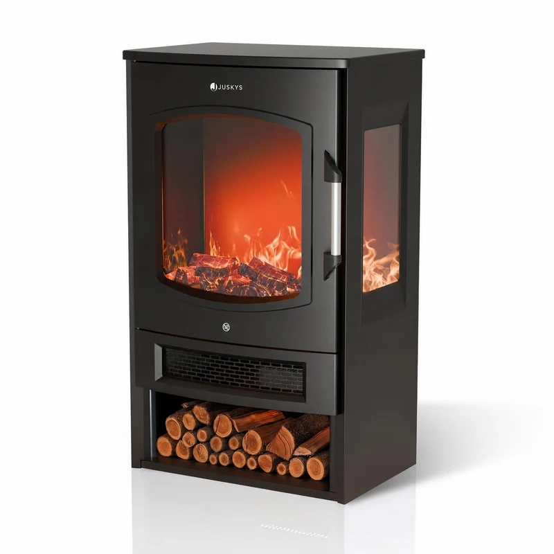 Poêle électrique à effet de flammes – 1800 W, noir