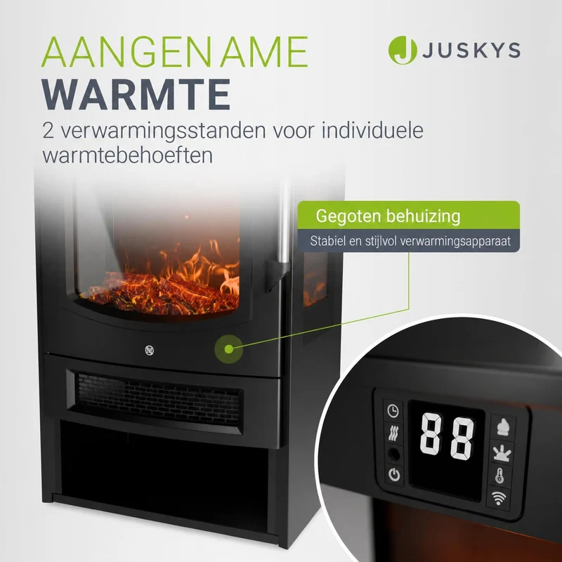 Poêle électrique à effet de flammes – 1800 W, noir