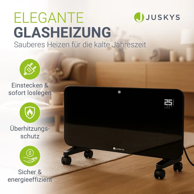 Radiateur convecteur en verre 1000 / 2000 W – commande par application