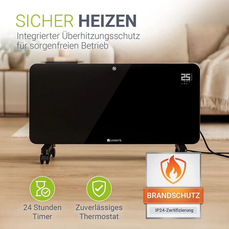 Radiateur convecteur en verre 1000 / 2000 W – commande par application