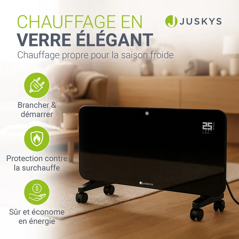 Radiateur convecteur en verre 1000 / 2000 W – commande par application