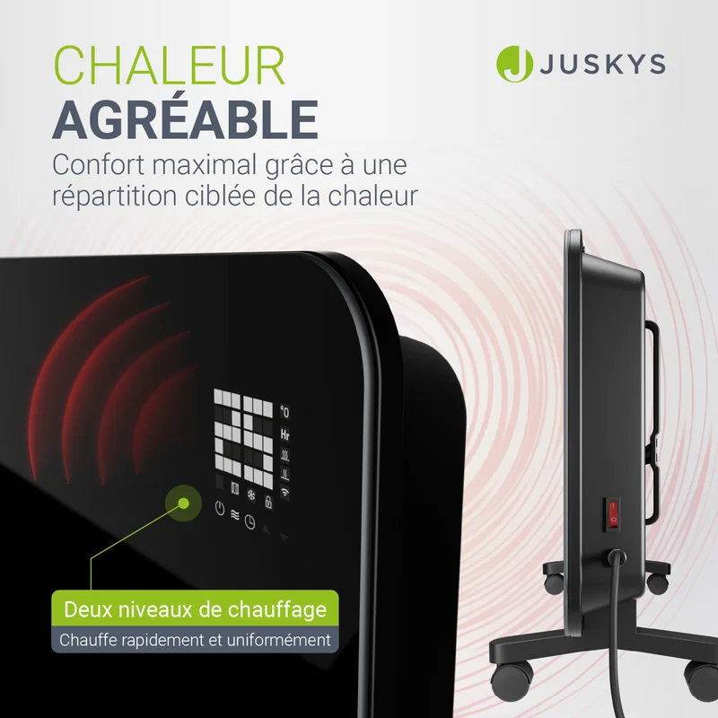 Radiateur convecteur en verre 1000 / 2000 W – commande par application