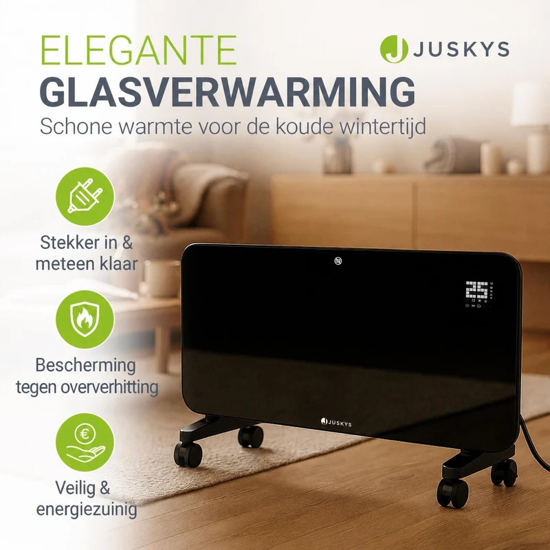 Radiateur convecteur en verre 1000 / 2000 W – commande par application