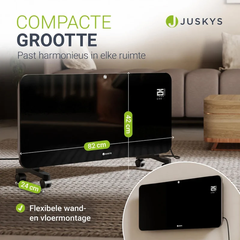 Radiateur convecteur en verre 1000 / 2000 W – commande par application