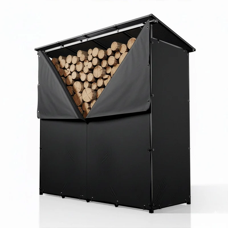 Range-bûches extérieur avec toit – housse incluse