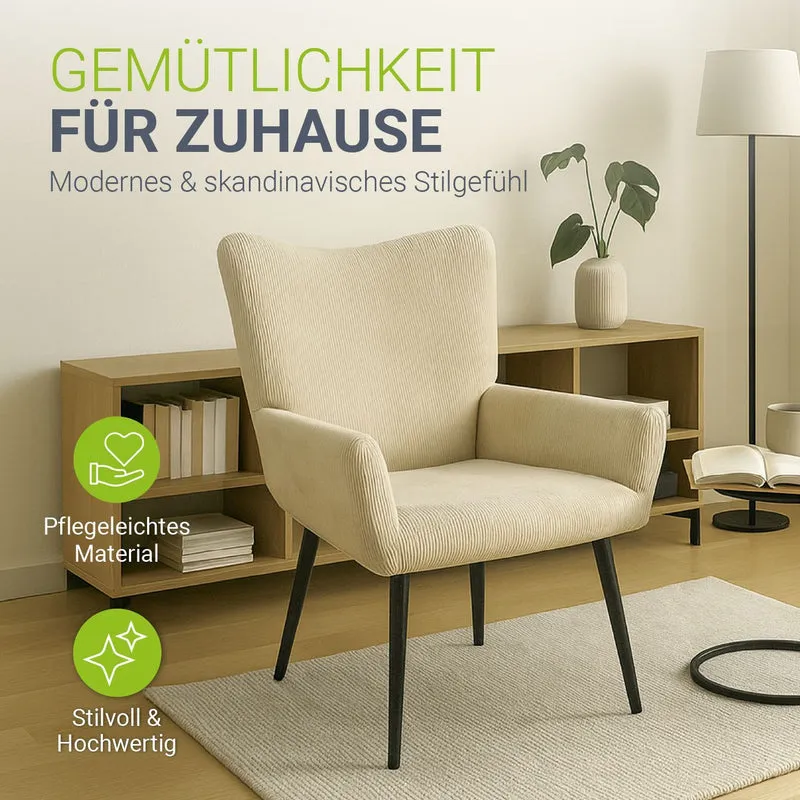 Fauteuil à oreilles avec tabouret Odense en option