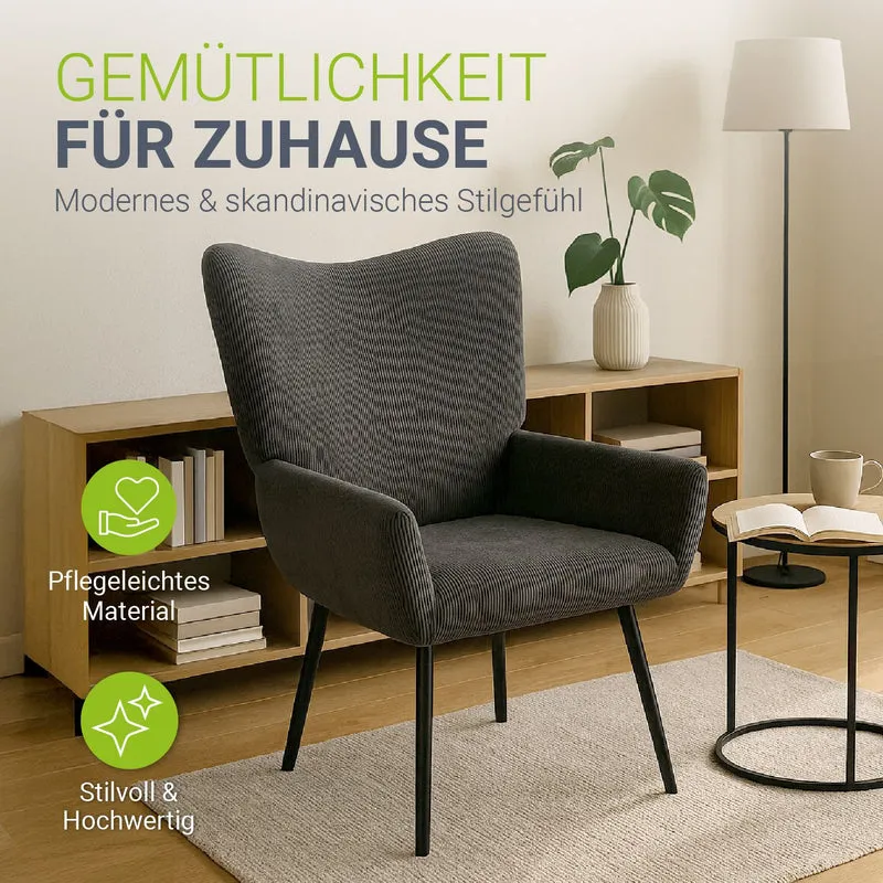 Fauteuil à oreilles avec tabouret Odense en option