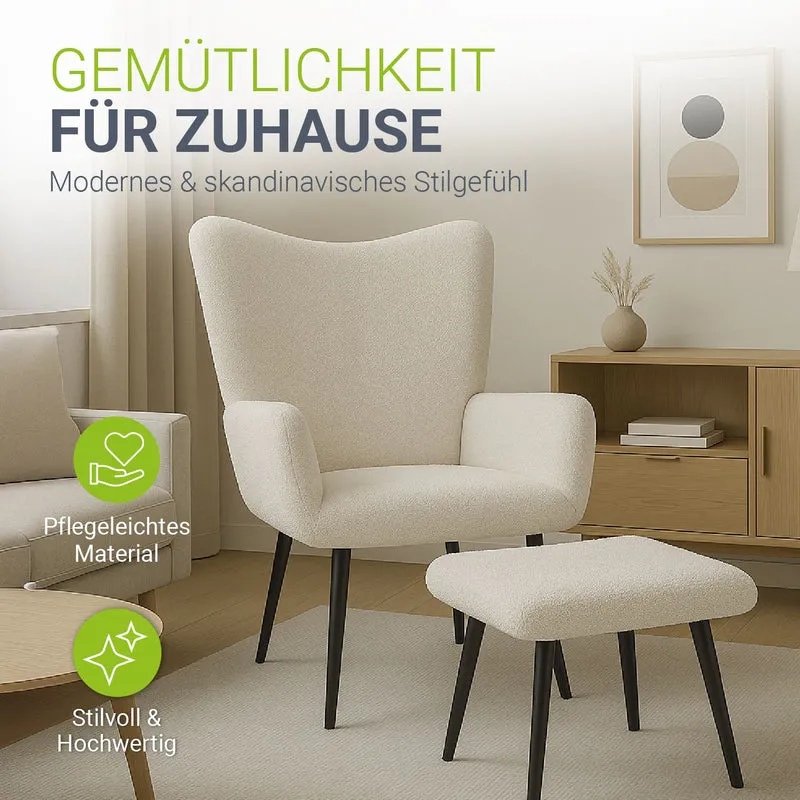 Fauteuil à oreilles avec tabouret Odense en option