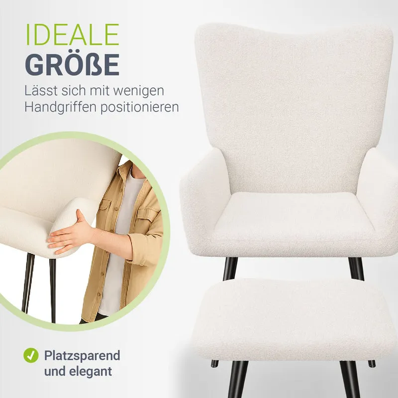Fauteuil à oreilles avec tabouret Odense en option