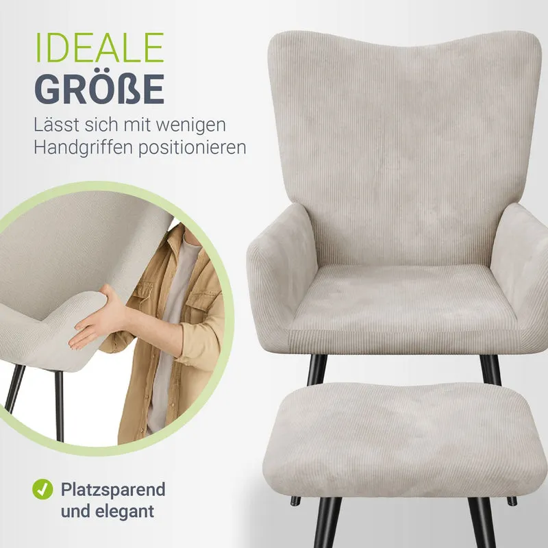 Fauteuil à oreilles avec tabouret Odense en option