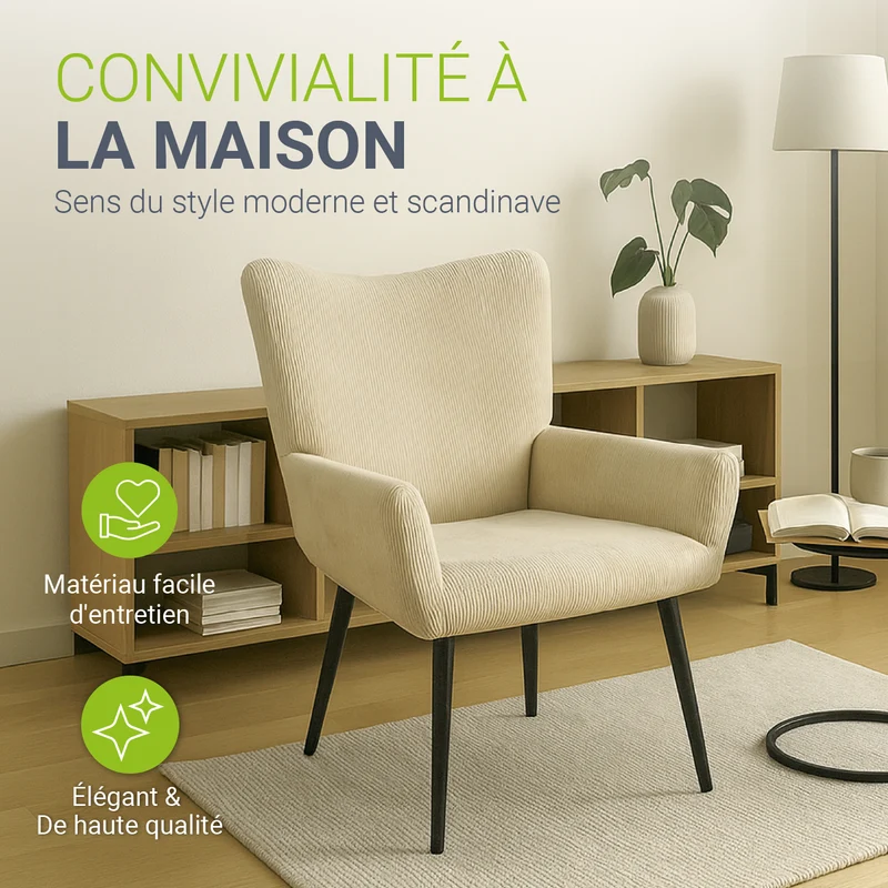 Fauteuil à oreilles avec tabouret Odense en option