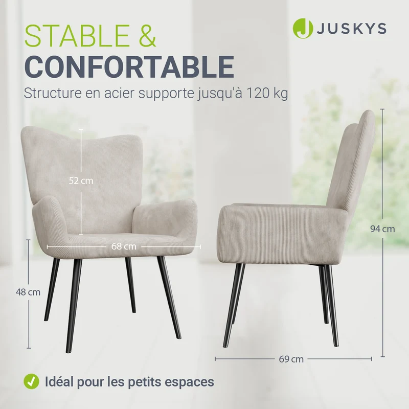 Fauteuil à oreilles avec tabouret Odense en option