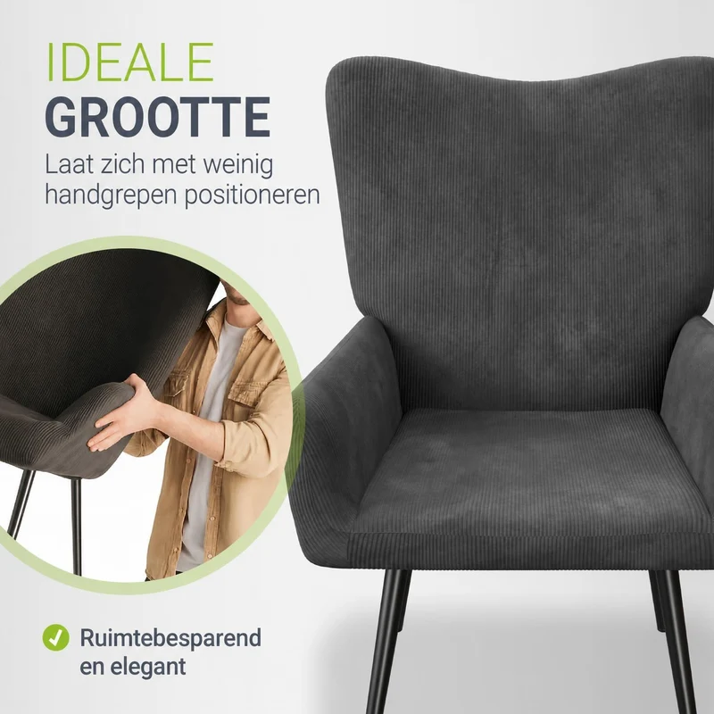 Fauteuil à oreilles avec tabouret Odense en option