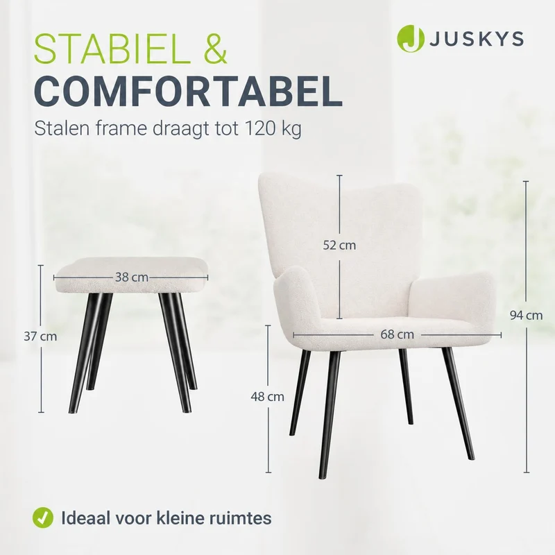 Fauteuil à oreilles avec tabouret Odense en option