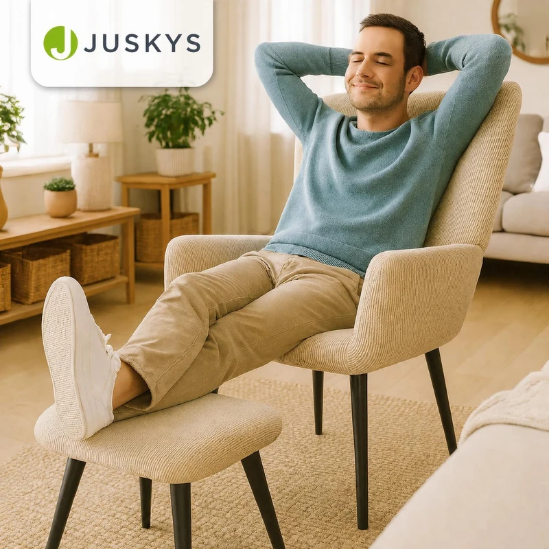 Fauteuil à oreilles avec tabouret Odense en option