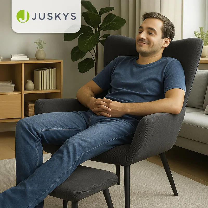 Fauteuil à oreilles avec tabouret Odense en option