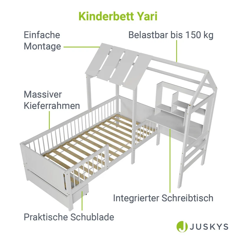 Lit enfant Yari – 90 x 200 cm avec bureau et tiroir intégrés