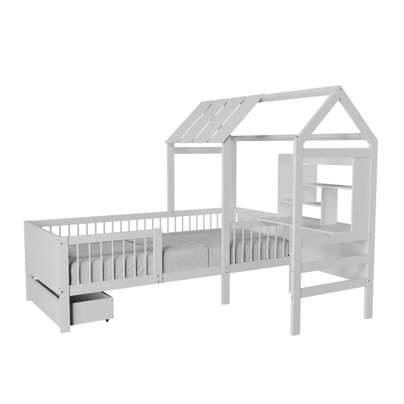 Lit enfant Yari – 90 x 200 cm avec bureau et tiroir intégrés