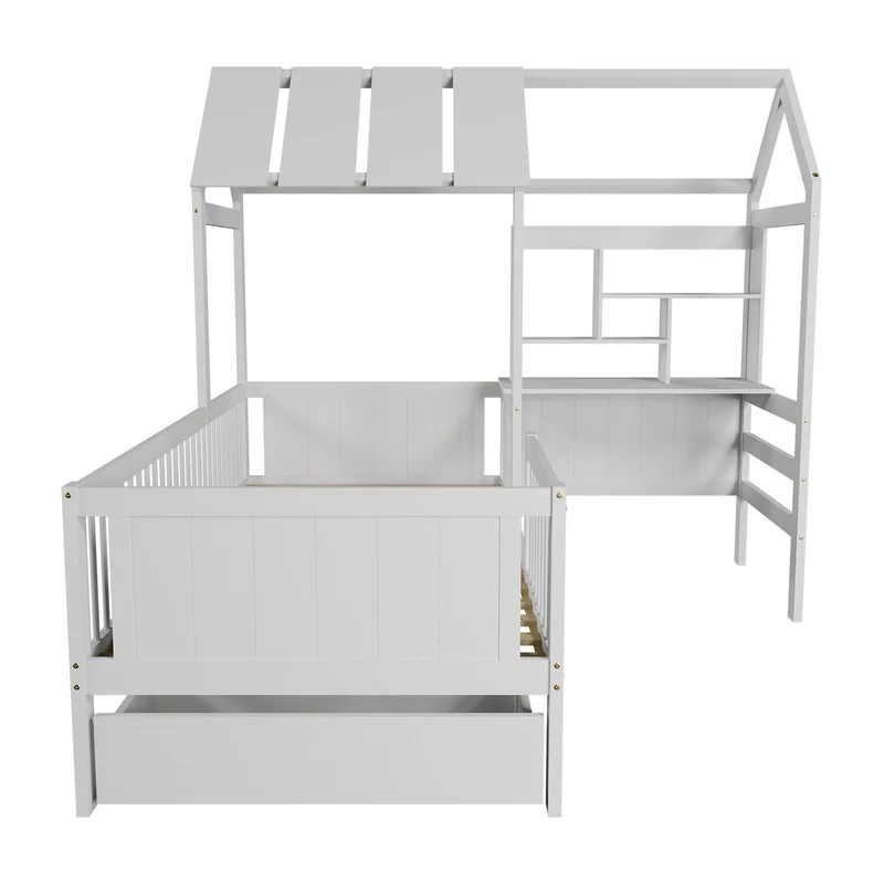 Lit enfant Yari – 90 x 200 cm avec bureau et tiroir intégrés