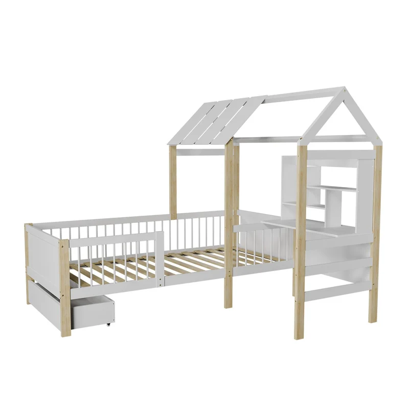 Lit enfant Yari – 90 x 200 cm avec bureau et tiroir intégrés