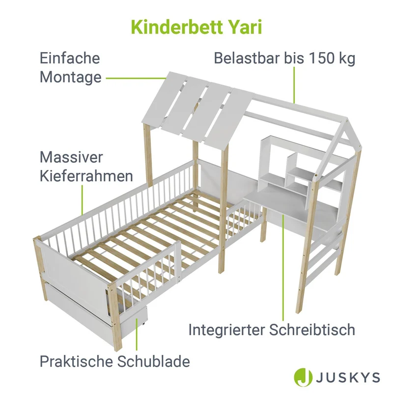 Lit enfant Yari – 90 x 200 cm avec bureau et tiroir intégrés