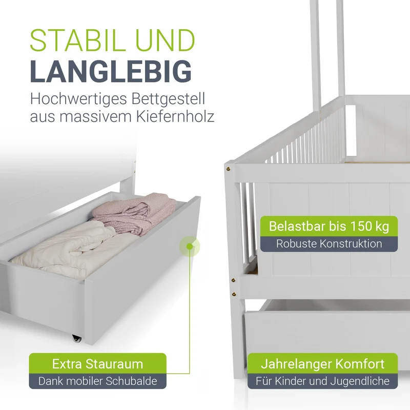 Lit enfant Yari – 90 x 200 cm avec bureau et tiroir intégrés