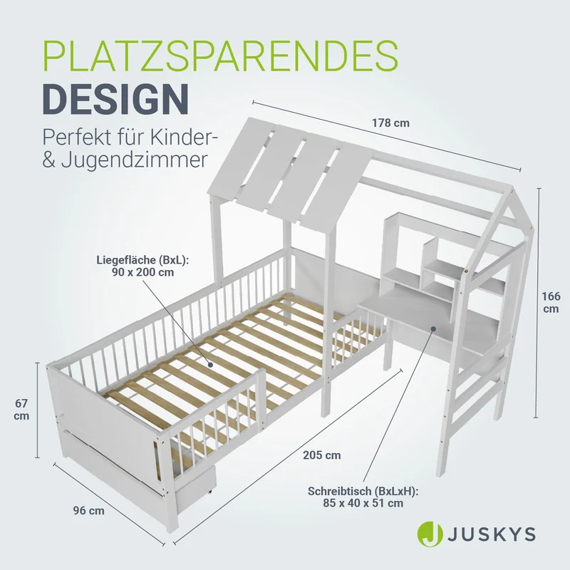 Lit enfant Yari – 90 x 200 cm avec bureau et tiroir intégrés