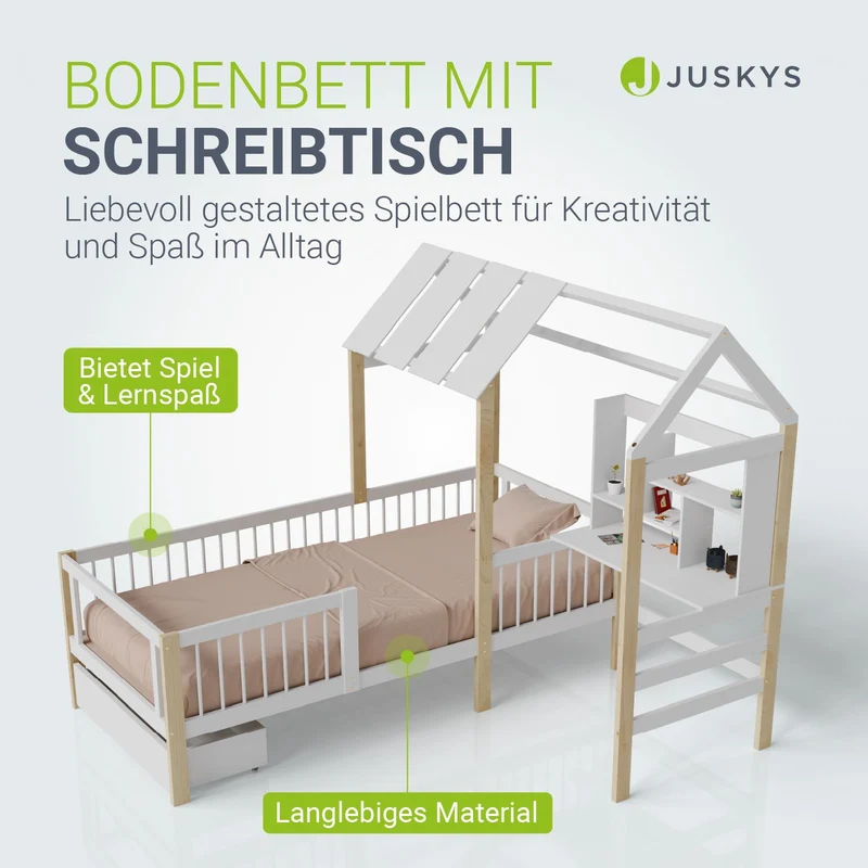 Lit enfant Yari – 90 x 200 cm avec bureau et tiroir intégrés
