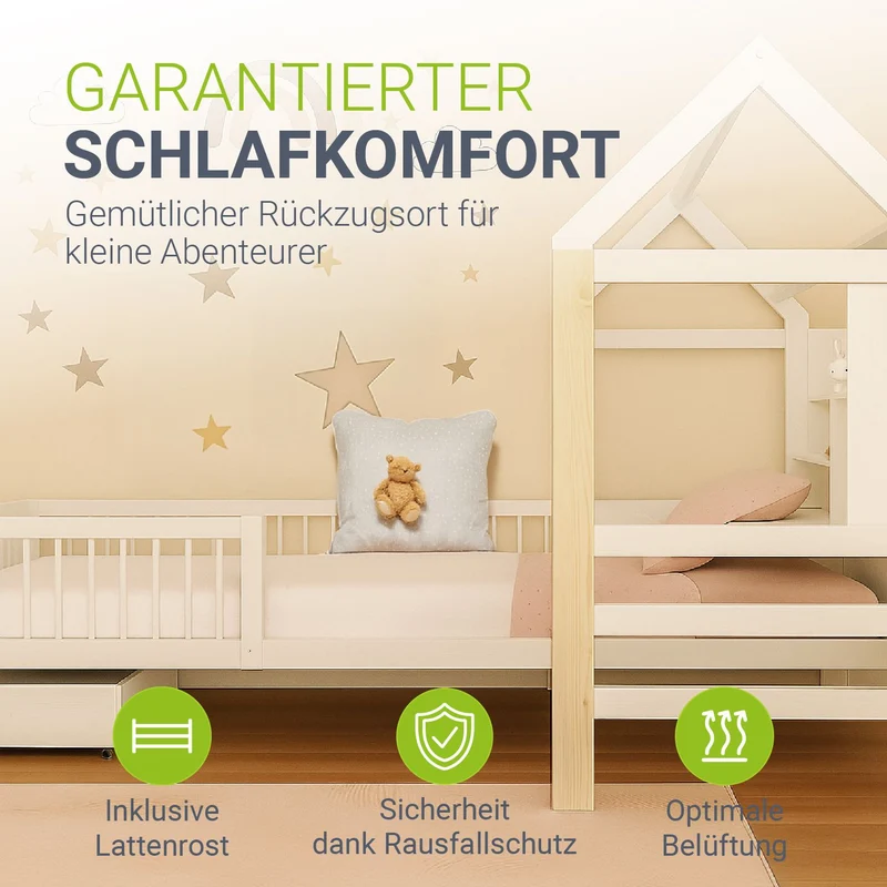Lit enfant Yari – 90 x 200 cm avec bureau et tiroir intégrés