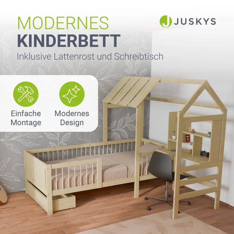 Lit enfant Yari – 90 x 200 cm avec bureau et tiroir intégrés