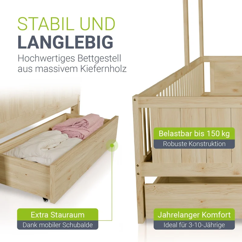 Lit enfant Yari – 90 x 200 cm avec bureau et tiroir intégrés