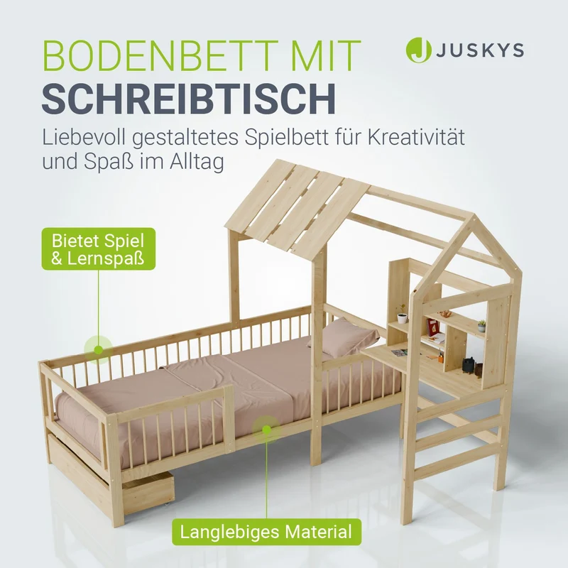 Lit enfant Yari – 90 x 200 cm avec bureau et tiroir intégrés