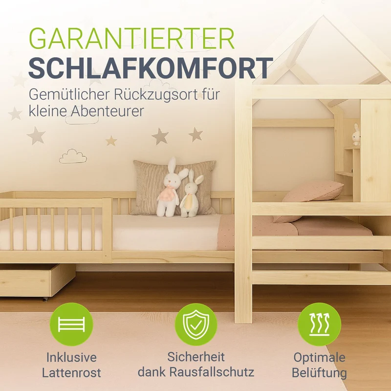 Lit enfant Yari – 90 x 200 cm avec bureau et tiroir intégrés