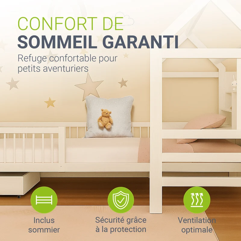 Lit enfant Yari – 90 x 200 cm avec bureau et tiroir intégrés