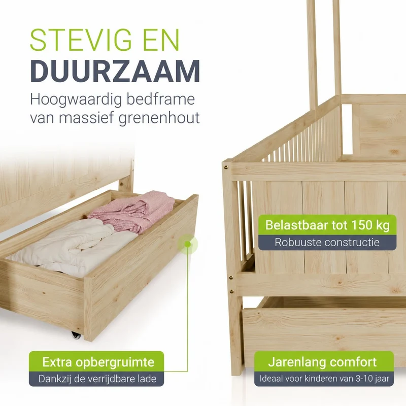 Lit enfant Yari – 90 x 200 cm avec bureau et tiroir intégrés