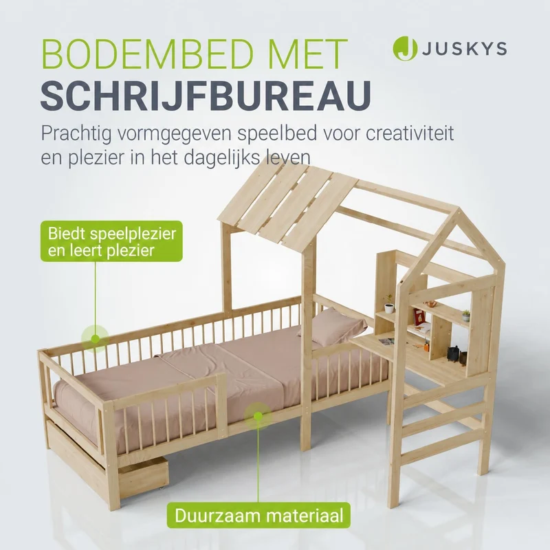Lit enfant Yari – 90 x 200 cm avec bureau et tiroir intégrés