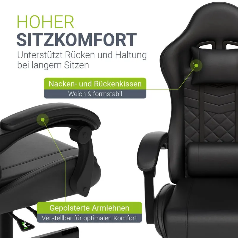 Chaise gamer HyperSeat – simili cuir, réglable