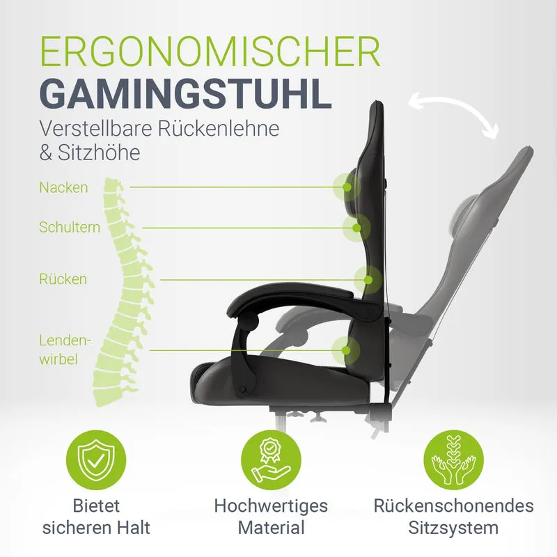 Chaise gamer HyperSeat – simili cuir, réglable